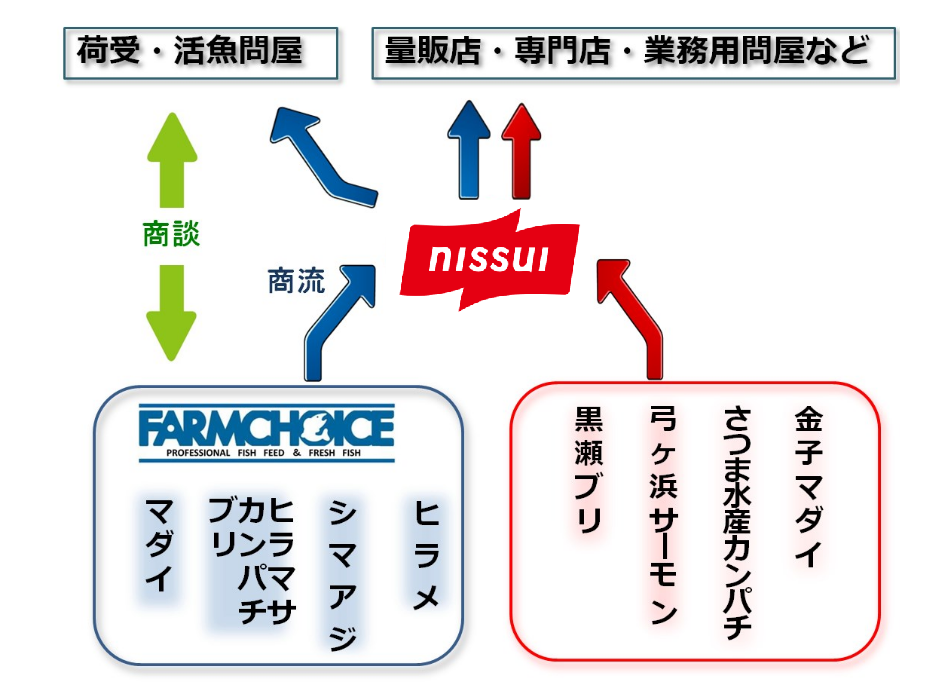 買付け養殖魚の商流イメージ